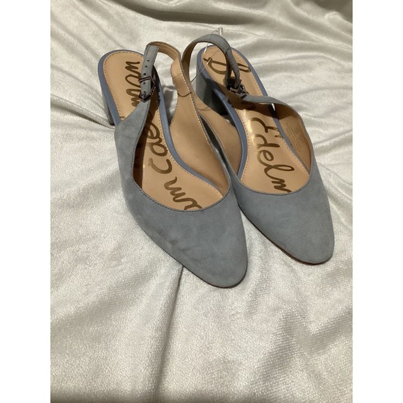 Sam Edelman Lorene Dusty Blue Suede Slingback Heel - Picture 3 of 9